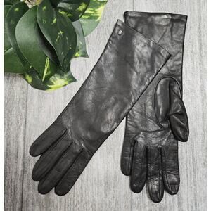 Roeckl Black Leather & Silk Lightweight Gloves Women's 6.5